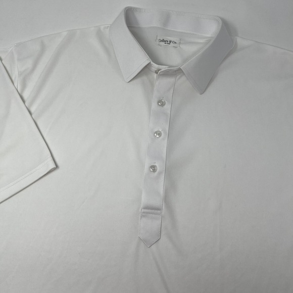 Collars & Co. Other - Collars & Co Men White Short Sleeve Dress Collar Polo Shirt Size 2XL Performance